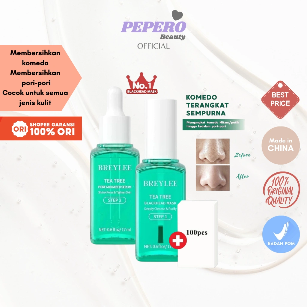 BREYLEE Step 1 Blackhead Remover Mask | Step 2 Pore Minimizer Serum