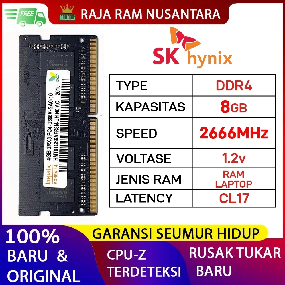 RAM LAPTOP HYNIX DDR4 8GB 2666MHz PC 21300 1.2v ORI GAMING RAM SODIMM DDR4 8GB