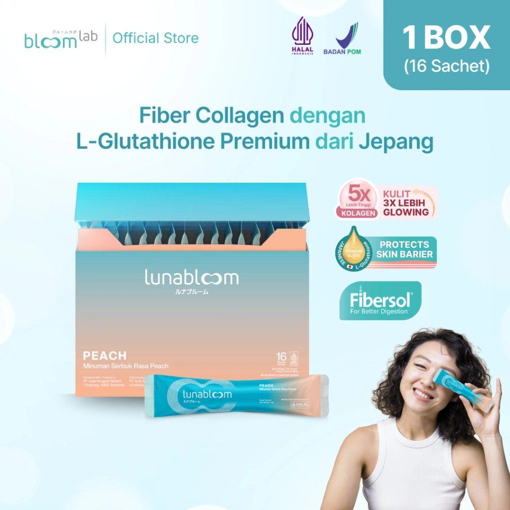 LunaBloom Minuman Serat & Kolagen | Perawatan Usus & Kulit Glowing Alami  | 1 Box (16 Sachet)