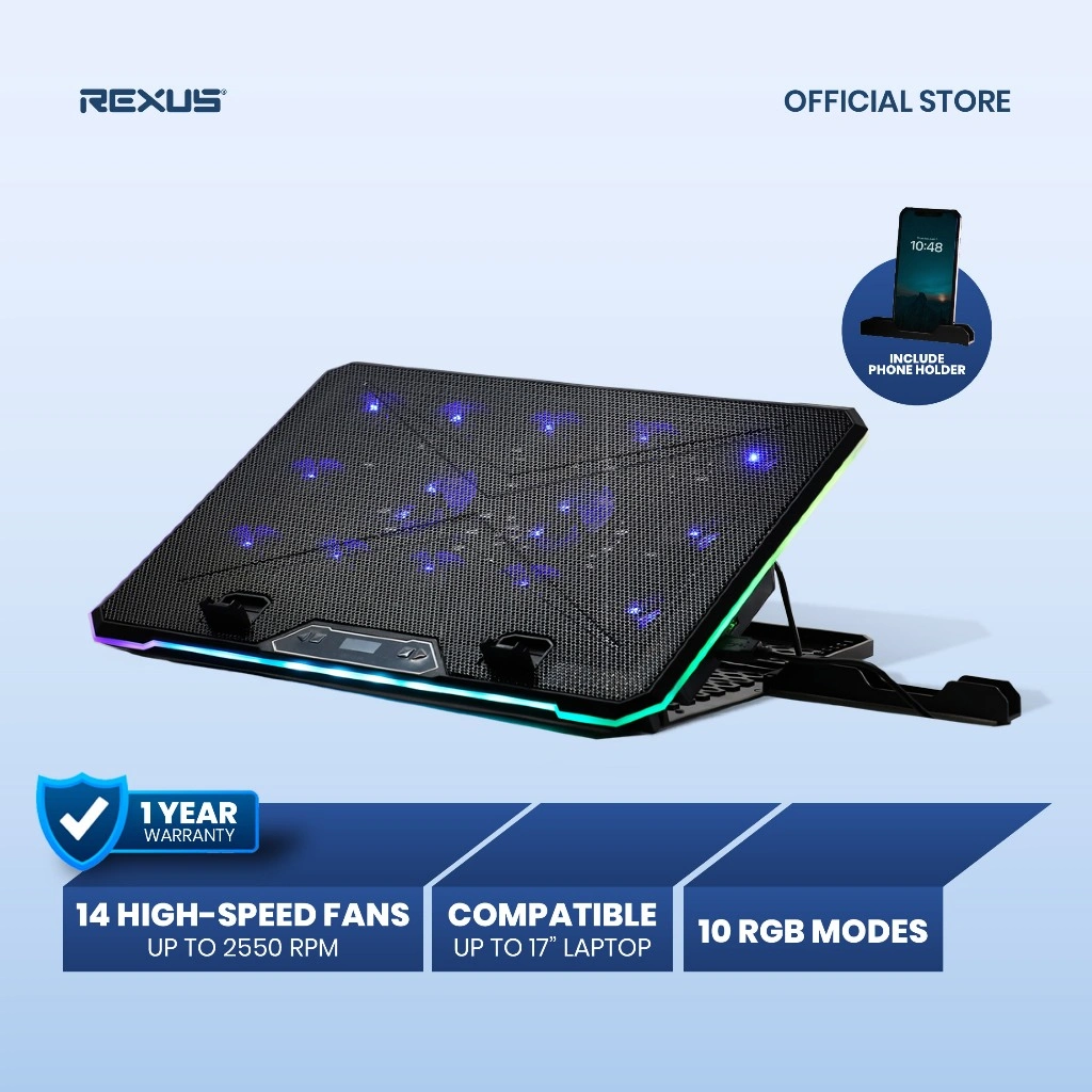 Rexus B165 Cooling Pad Breeze Laptop High Speed Fan RGB