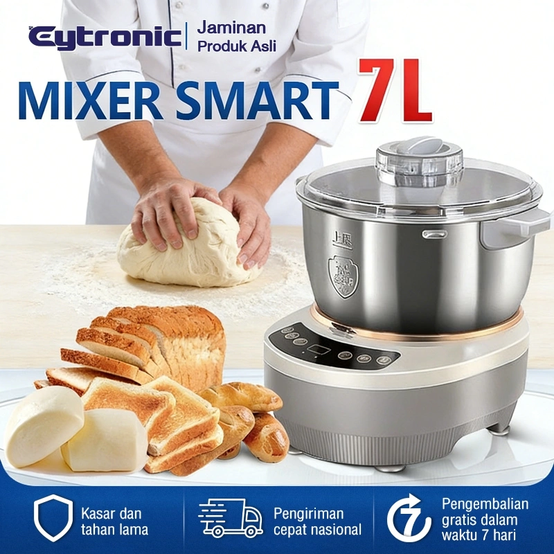 Stand Mixer Bear Dough Mixer Turbo  Roti Mixer Donat Ukuran 2 kg hand Mixer Mesin Mixer Mesin Pembuat Adonan Pembuatan Donut Adonan Kneader Mixer UntukKue & Roti dengan Timer Off - Stylish, Elegan, & Powerful 7L