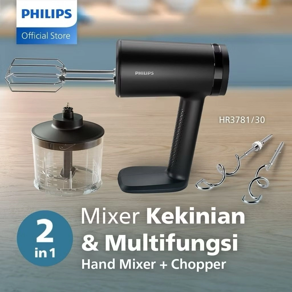 Mixer Philips -  5000 Series HR3781 - Hand Mixer - 2IN1 - Chopper Mixer - Serbaguna - Mikser Philips - Mixer Pencampur - Mixer Kue