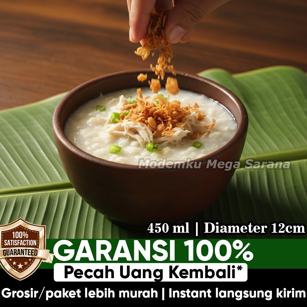 Mangkok Tanah Liat Asli Gerabah Gelas Mangkuk Tradisional - Diameter 12 cm - Volume 450 ml