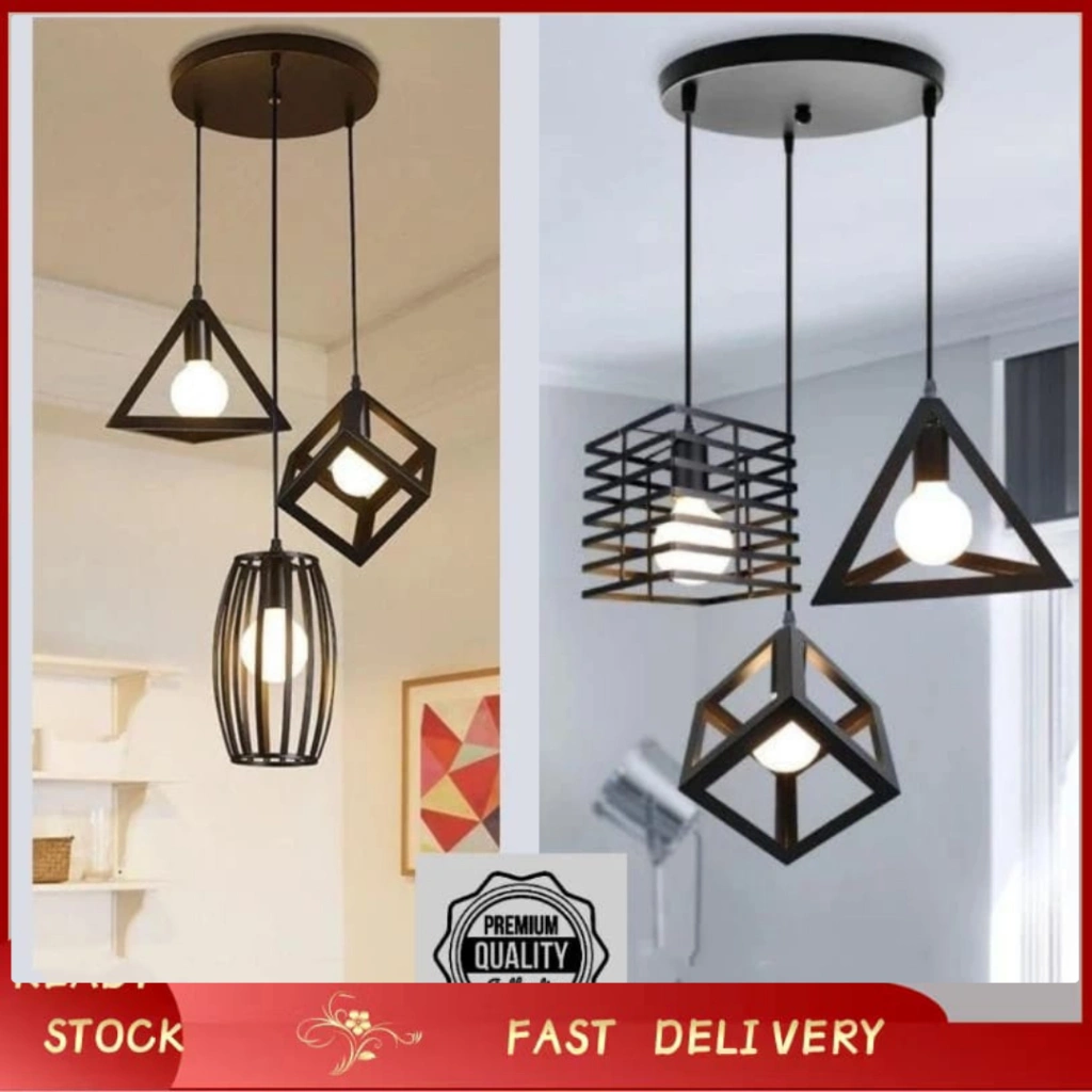 Lampu Hias Gantung Minimalis Ruang Tamu Plafon Modern Vintage Kap Lampu Diamond Aesthetic Elegan