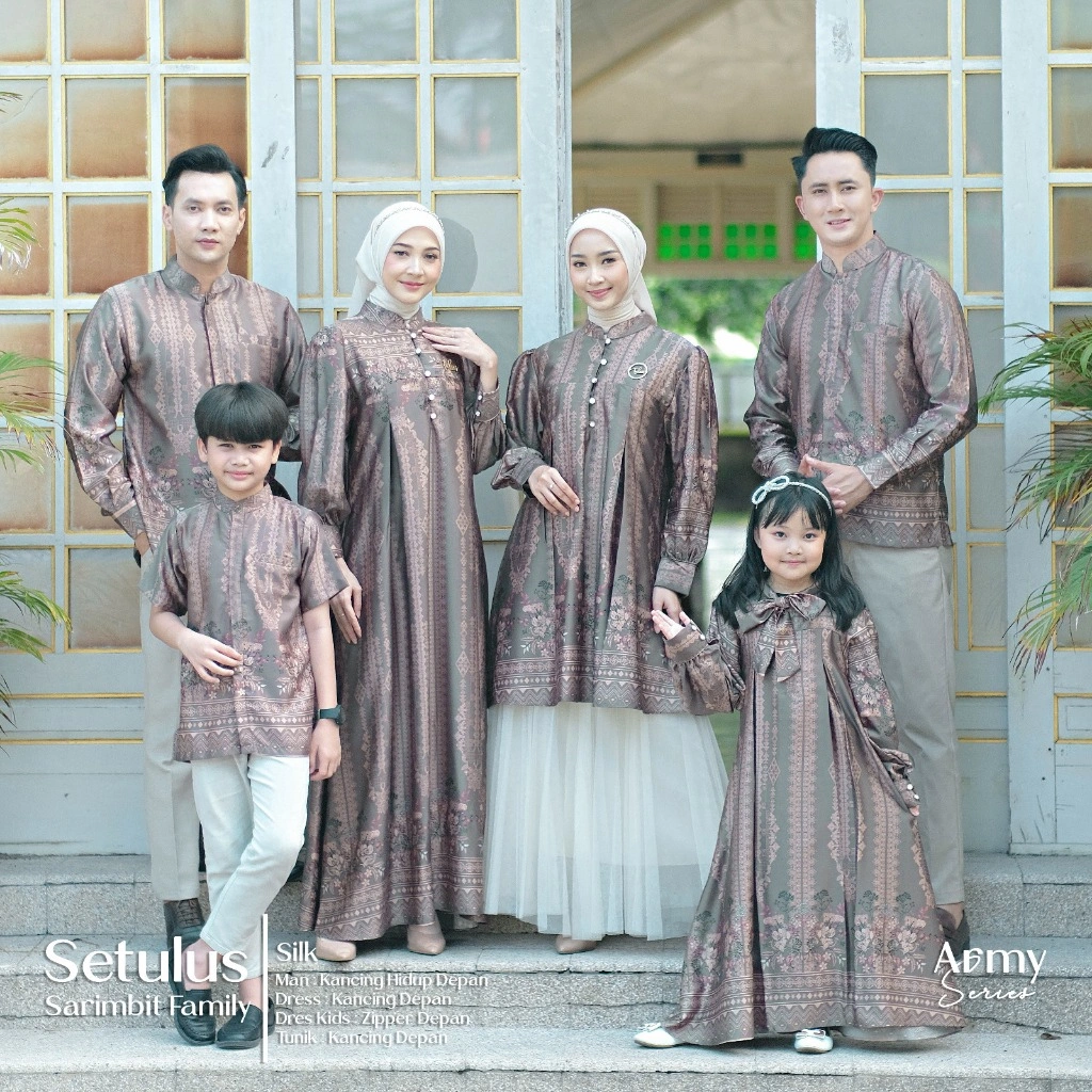 Setulus Signature Setulus Family Set Sarimbit Lebaran Keluarga Couple Gamis Muslim One Set Koko Kemeja Pria Cowok Kurta Dress Pasangan Suami Istri Ayah Ibu Anak Silk Motif Batik Kondangan