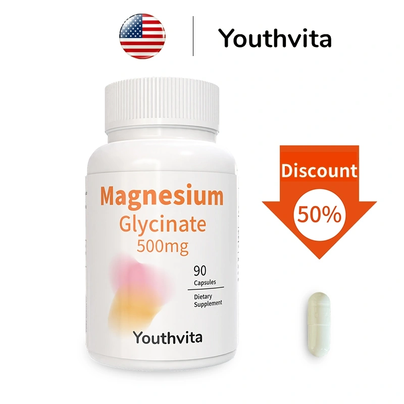 Youthvita Magnesium Glycinate 500mg Suplemen, Kram, sulit tidur, otak berkabut, cemas, 90 Capsules