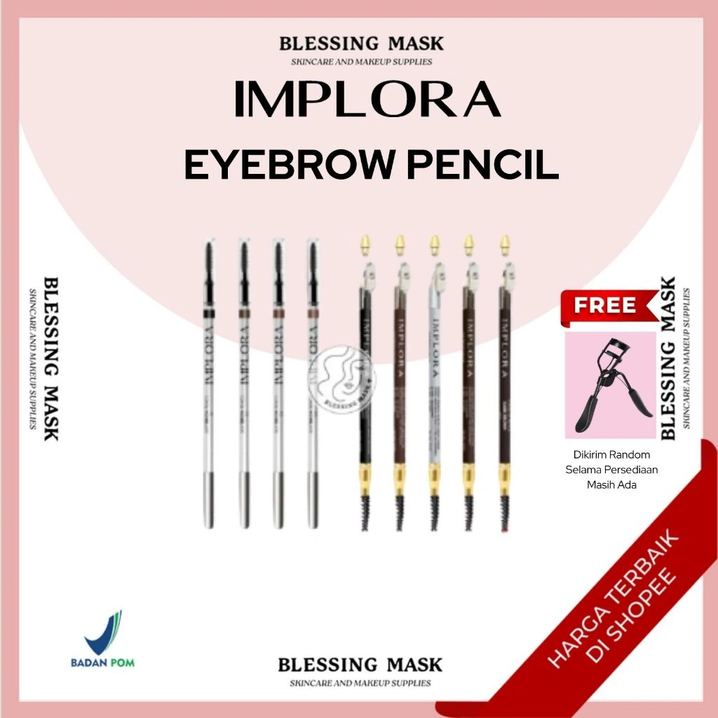 IMPLORA Eyebrow Pencil 2 IN 1 | SOFT EYE BROW ( PENSIL + SERUTAN + SIKAT ) eyebrow black eyebrow brown