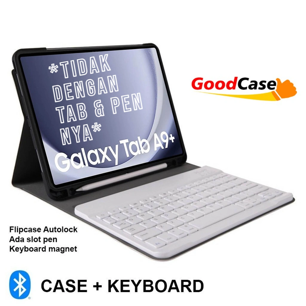 PAKET SUPER LENGKAP Samsung Galaxy Tab A9 | Tab A9+ Keyboard + Sarung + Mouse Bluetooth Book Case