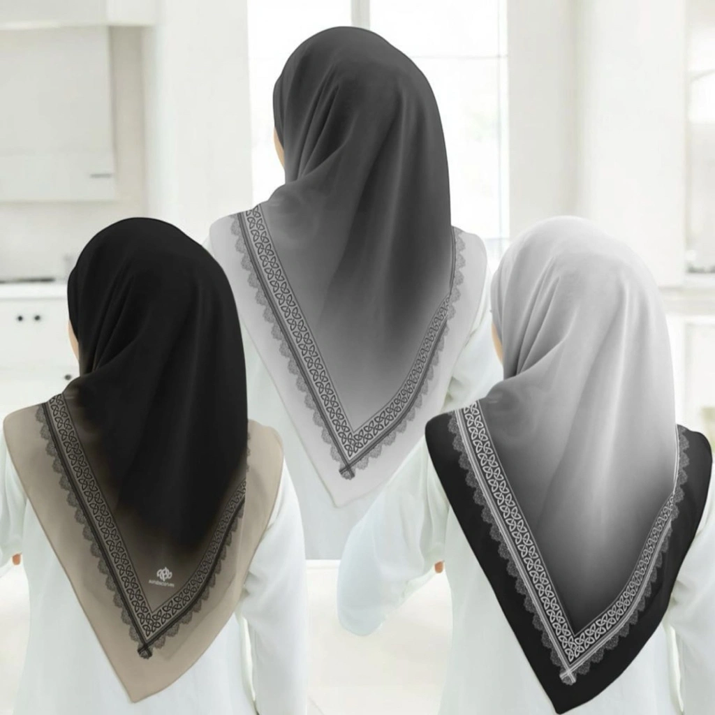 Kerudung Motip Hijab Motif Gradasi Segiempat Voal Premium Terbaru Dan Terlaris Jilbab Segi Empat Graadasi By Sohib Scarves Original