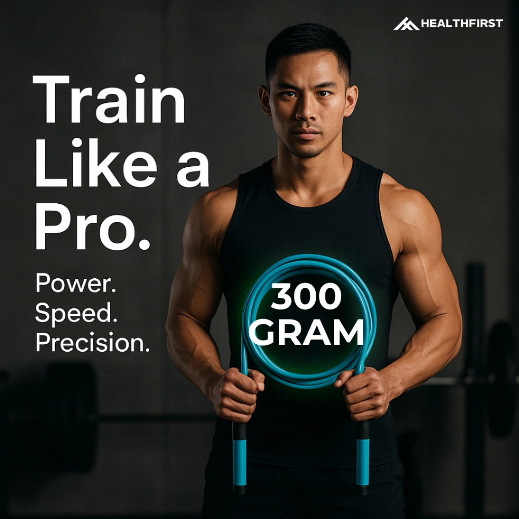 Tali Skipping Medium Heavy 300gr Adjustable – Jump Rope Fitness Kardio Diet HIIT, Diameter 7.5mm