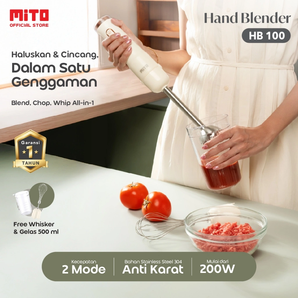MITO HB100 HAND BLENDER | Blender & Pengocok 2in1 | Untuk Bumbu, Smoothies, MPASI