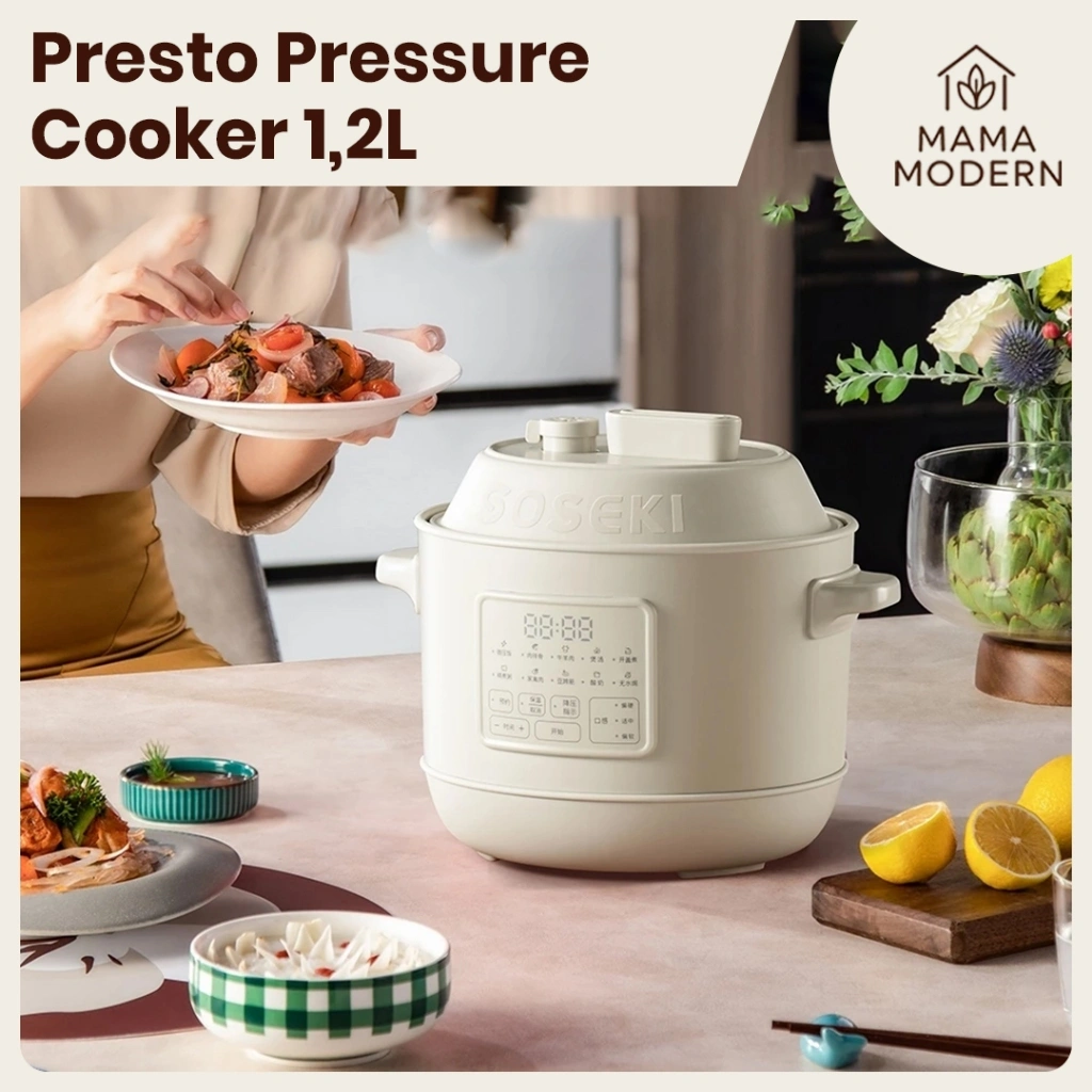 SOSEKI Panci Presto Listrik Multifungsi 1.2L / 10 Menu Pressure Cooker Fitur Lepas Tekanan Otomatis/Presto daging