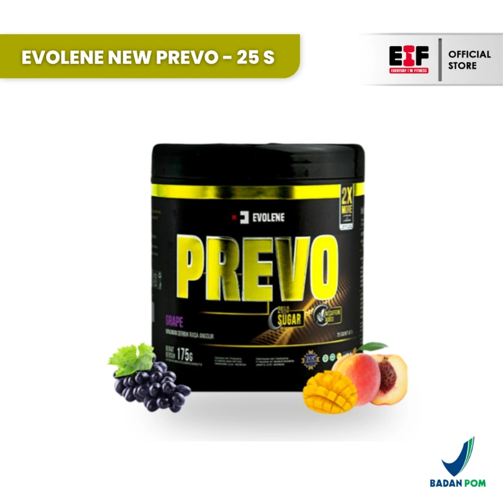 EVOLENE New Prevo 25 Serving Pre-Workout - 2x More Performance - Energy Drink Halal dan BPOM