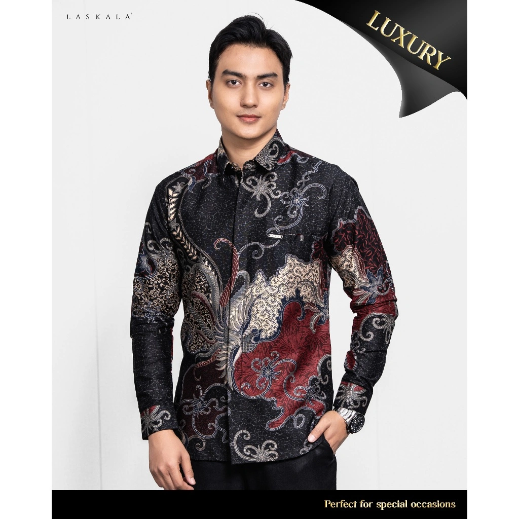 Laskala Batik Premium Nilam Kemeja Batik Pria Slimfit Lengan Panjang