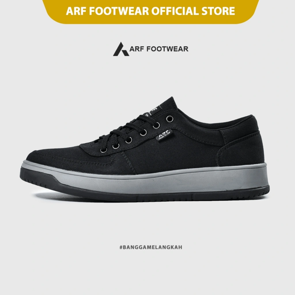 ARF Sirius Black Grey Sepatu Sneakers Casual Pria Wanita Distro Kasual Hitam Abu Abu Canvas Shoes