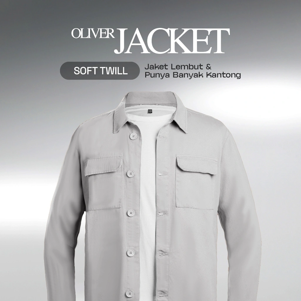 CUTOFF Oliver Trucker Jaket Outer Pria Polos Casual Lengan Panjang