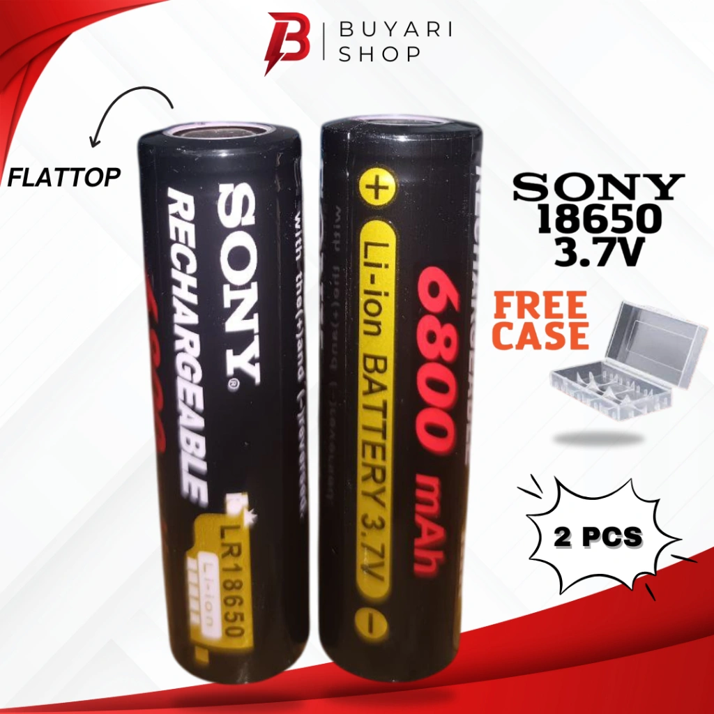 TERMURAH!!! BATERAI SENTER - BATERAI KIPAS ANGIN PORTABLE MINI - BATERAI 18650 BATRE 18650 Baterai 18650 Original 18650 Battery Batrai 18650 Battery 18650 Baterai Senter 18650 Batrai Vapee Batre 18650 SONY FLAT TOP 6800 mAh FREE CASE