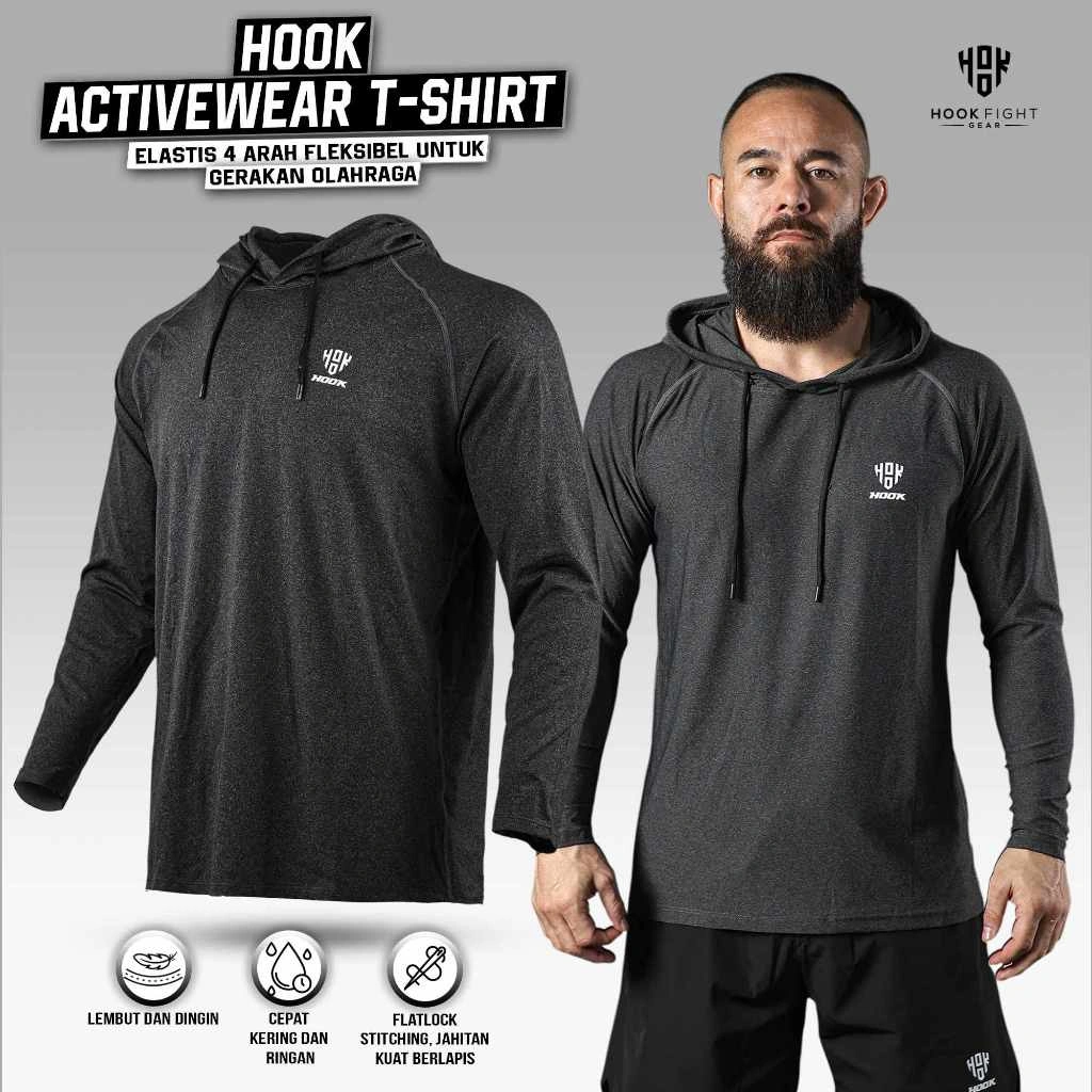 Hook Hoodie Gym Jaket Olahraga Pria Jacket Lengan Panjang Jogging Baju Fitness Sport Dry Fit Running Windbreaker Long Sleeve Lari 1XJ2N