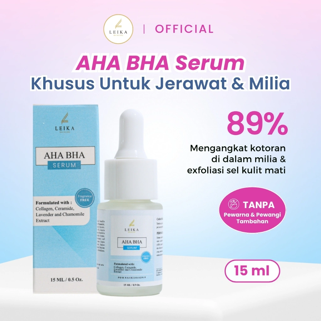 Leika Skincare Serum AHA BHA Resmi BPOM Serum Khusus Milia Bruntusan Jerawat Bekas Jerawat
