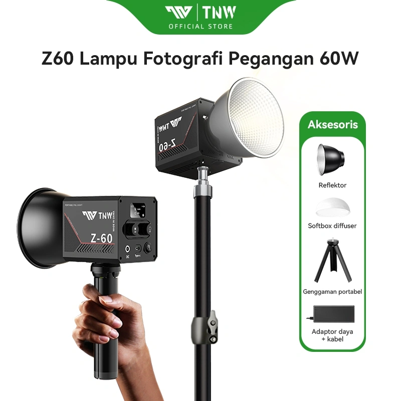 TNW Z60 Rechargable LED Video Light Softbox Lighting 2800K-7500K Professional Fotografi Light