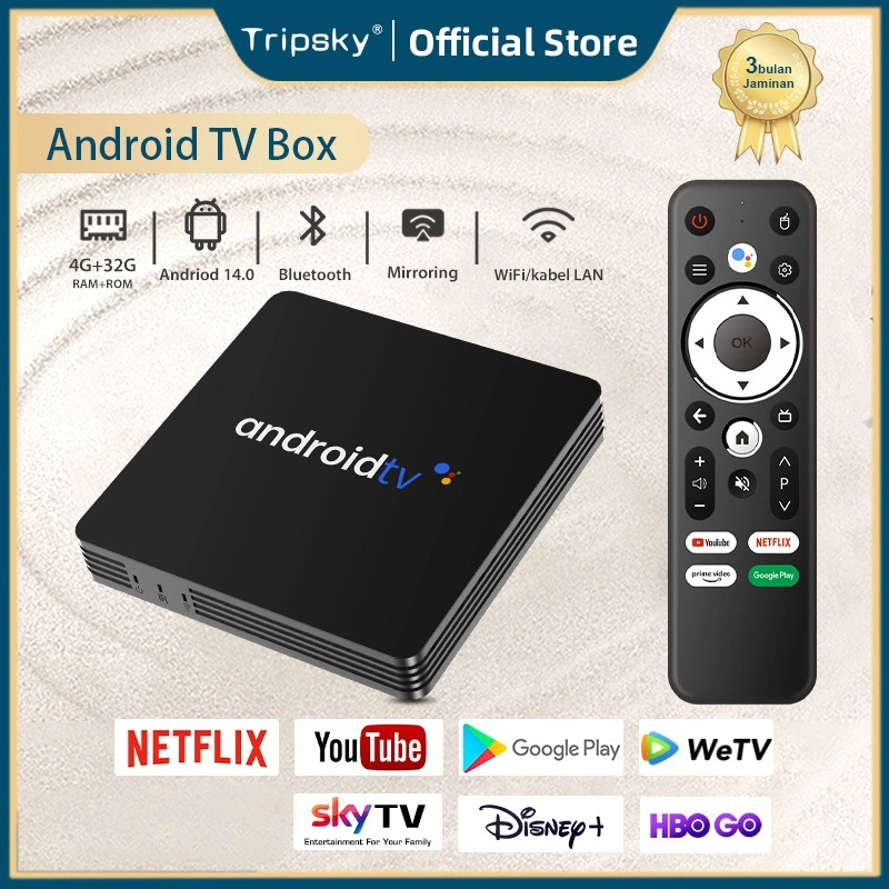 Tripsky Android Tv Box Smart tv box android 14 OS Ram 4GB Rom 32GB 4K HD Stb Box Tv Digital TV BOX