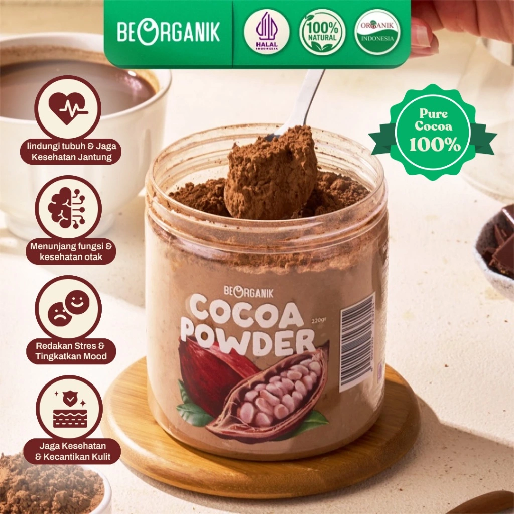 PURE CHOCOLATE COCOA POWDER 100% / BUBUK COKLAT BEORGANIK 220 GRAM