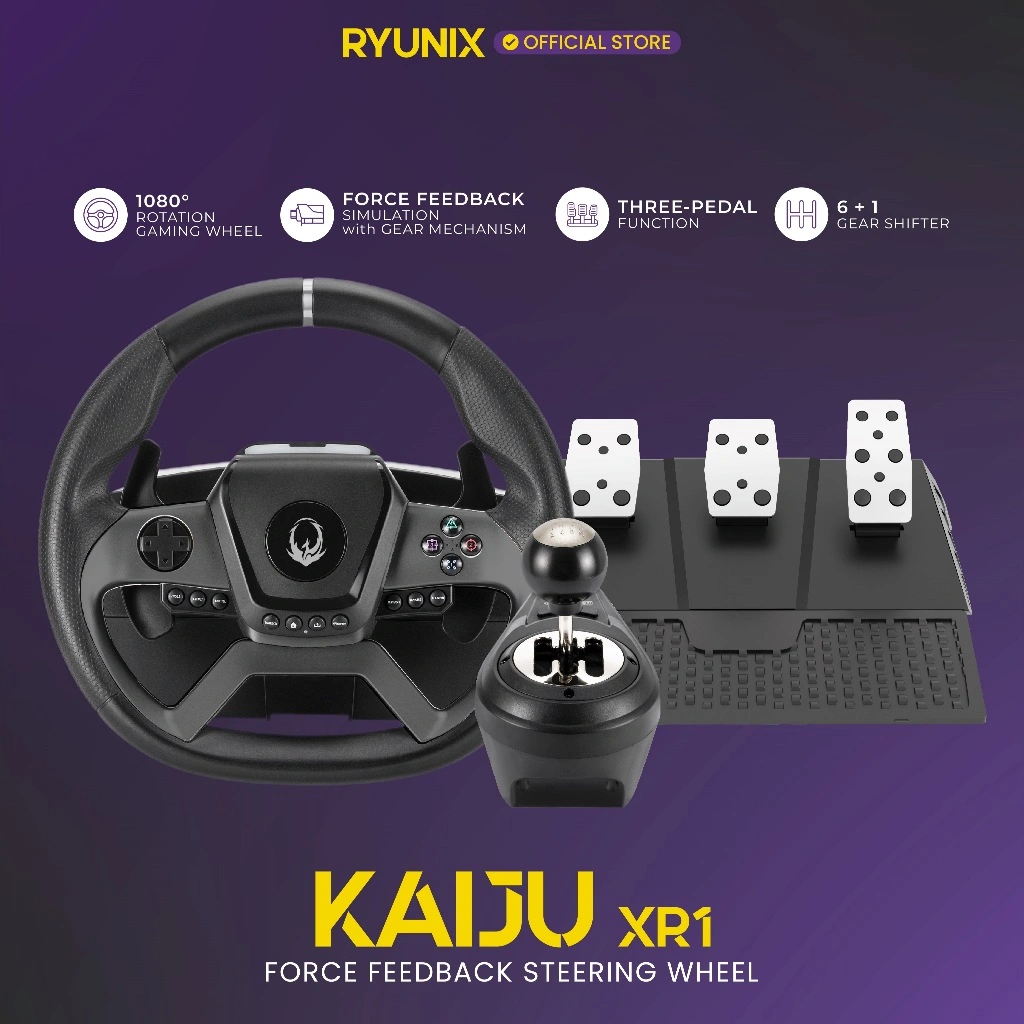 Sades Ryunix Kaiju Force Feedback Racing Wheel XR1 Setir Stir Steering Wheel PC