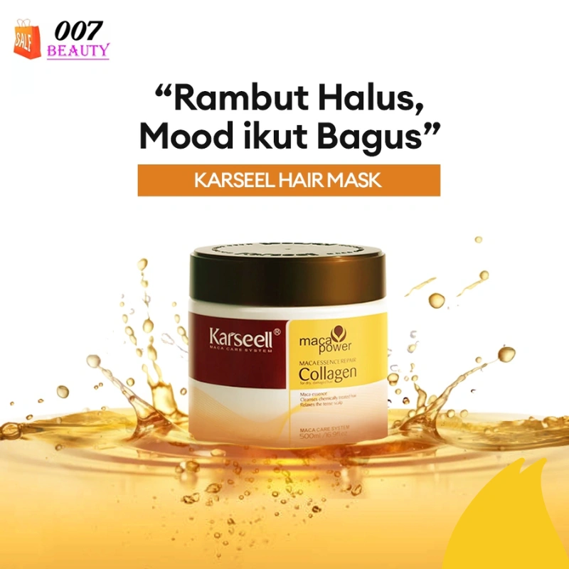KARSEELL Collagen Hair Mask Keratin Treatment 500ml – Masker Rambut untuk Perawatan Rambut, Hair Mask Collagen Keratin