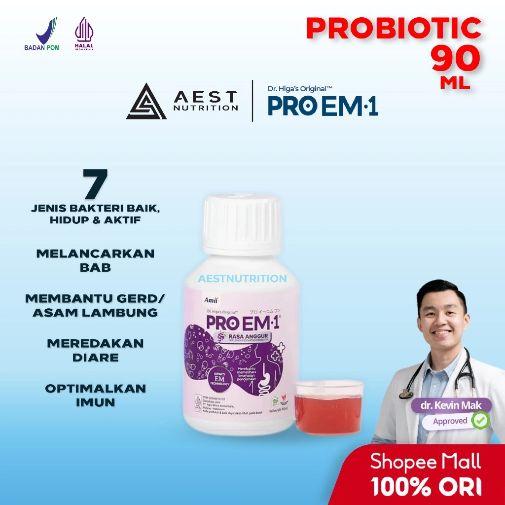 PRO EM 1 90 ml - Suplemen Probiotik Imun Maag Gerd GTM Pencernaan Bakteri Baik