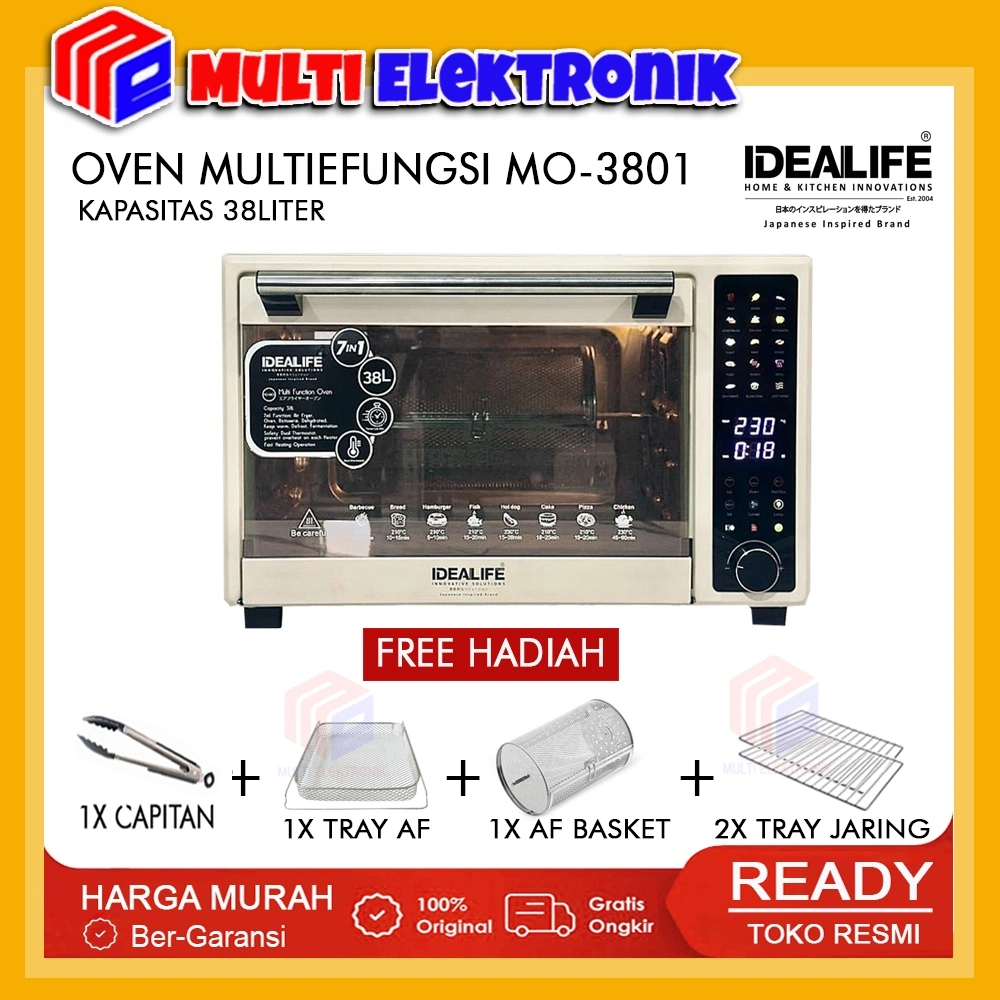 IDEALIFE Oven Listrik Multifungsi MO-3801 Kapasitas 38 Liter