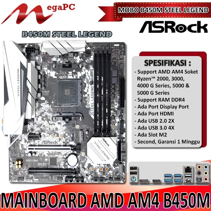 Mainboard Motherboard Asrock B450 Steel Legend B450M Socket AMD AM4
