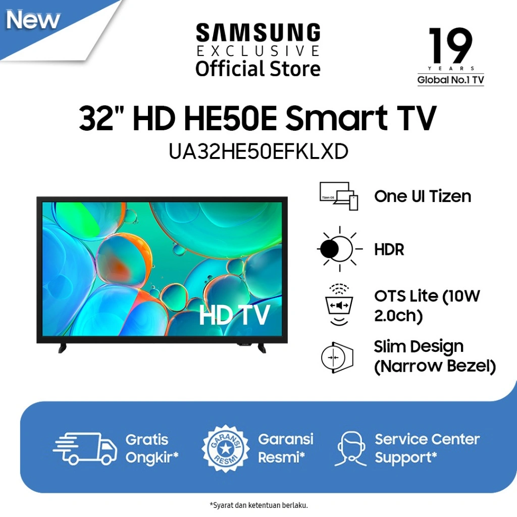 [Online Excluisve] Samsung 32" HD HE50E TV | HDR | OTS Lite | One UI Tizen | Slim Design | UA32HE50EFKLXD