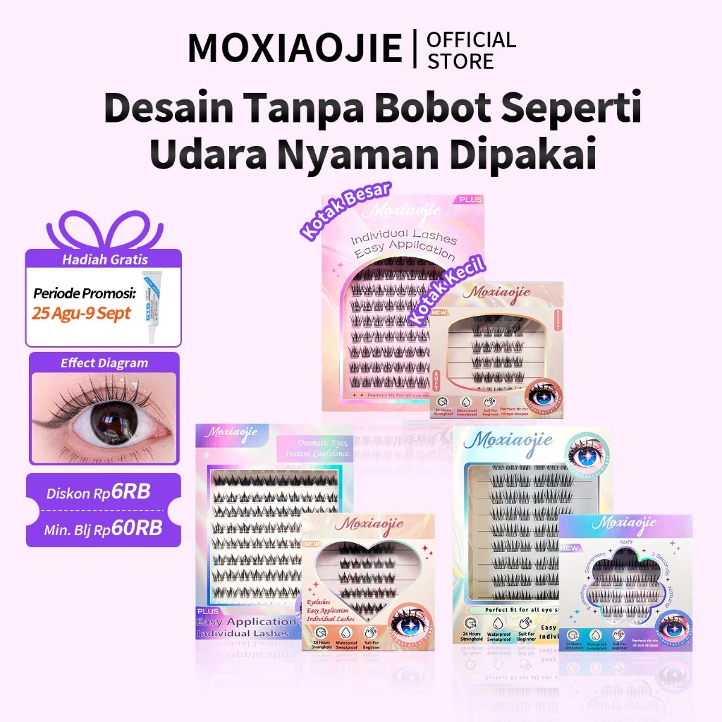 MOXIAOJIE Bulu Mata Palsu Eyelash Extensions Bulu Mata Tebal Dan Lentik Bulu Mata Lengkap