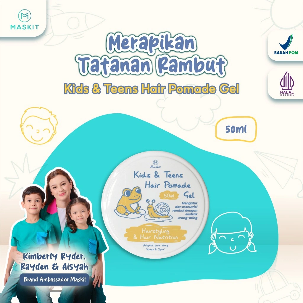 Kids & Teens Hair Pomade Gel - Pomade Anak dengan Urang Aring Maskit 50ml