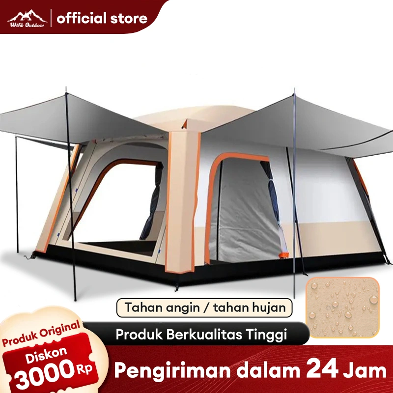 WTHB Outdoor Tenda camping outdoor 8-12 orang Tenda waterproof and windproof Tenda Pertemuan Keluarga Tenda Besar outdoor tenda Portable