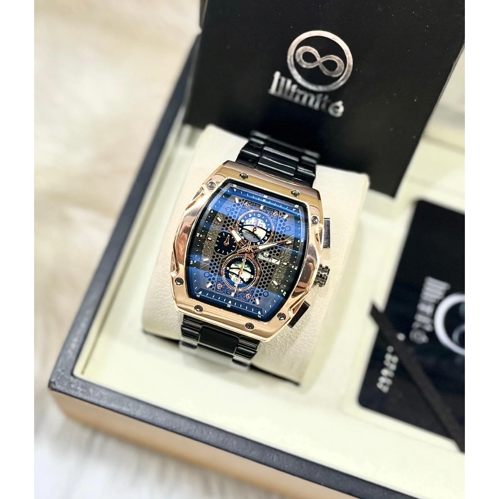 JAM TANGAN ORIGINAL PRIA 8680 ILLIMITE OVAL SPORTY RANTAI FULL PADET