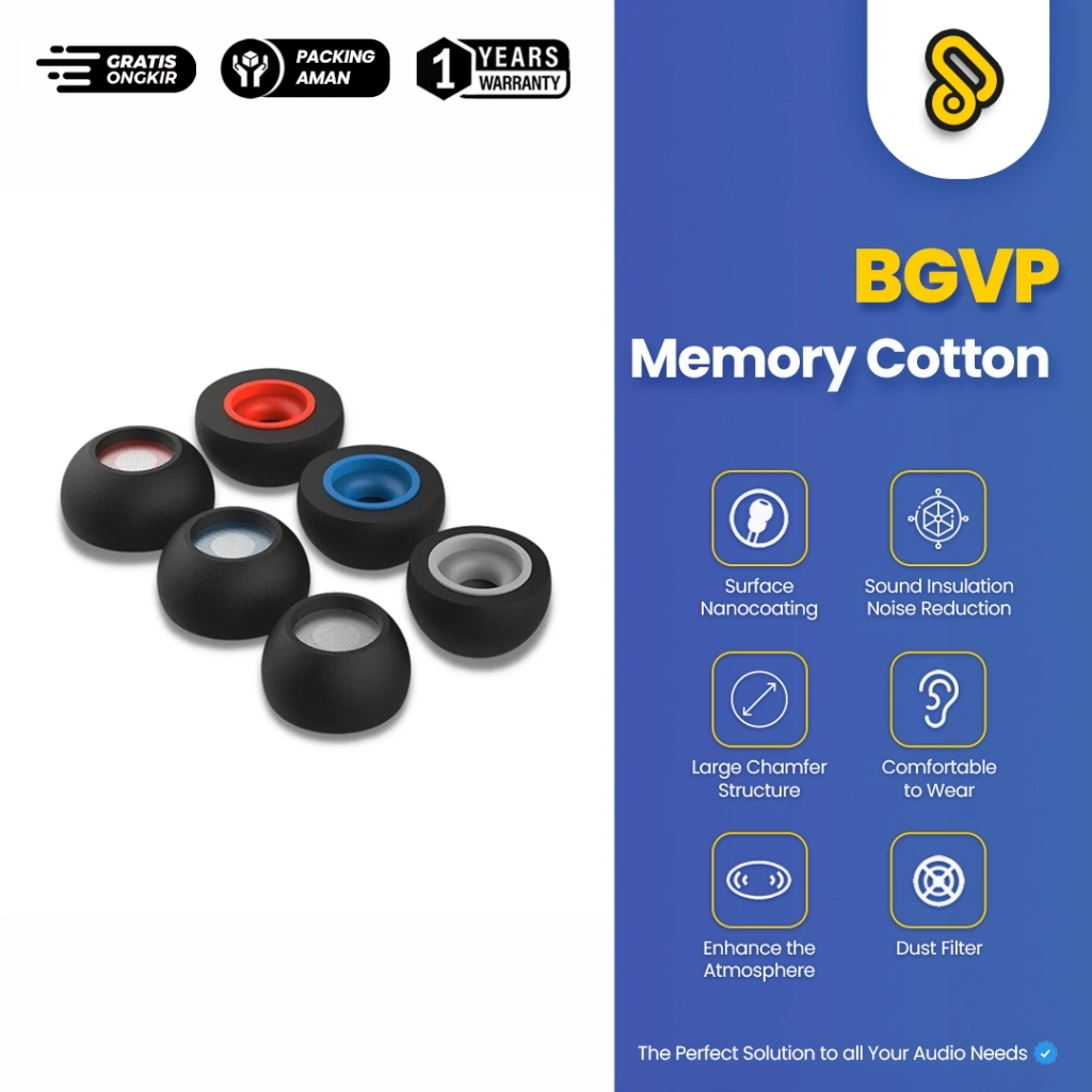 BGVP Memory Cotton Replacement Eartips With Filter Noise Reduction Earplug Anti-sweat And Dust Applicable To In-Ear Headphones
