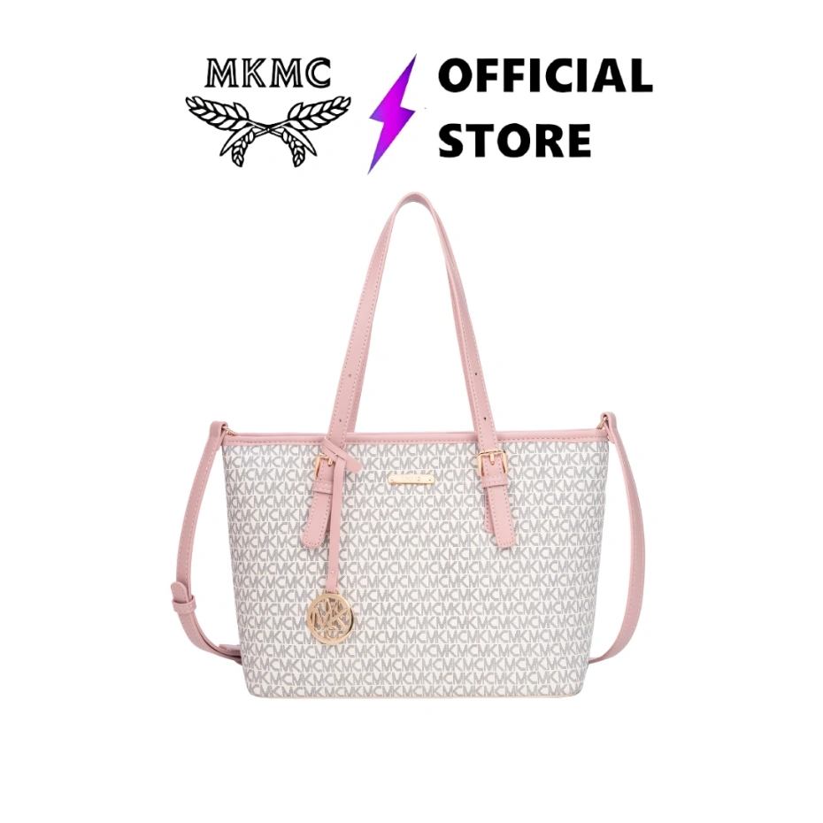 MKMC Totebag Wanita Medium Tas Bahu Kulit Motif Monogram Korean Style Terbaru Tas Selempang Kuliah Casual Aesthetic Slingbag Fashion Elegant Kekinian Multifungsi Shoulder Bag Resleting Jinjing Kondangan Pesta COD