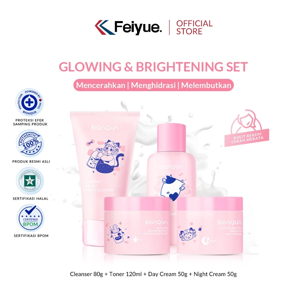 BIOAQUA Perawatan kulit Untuk Remaja Skincare Anak 12 Tahun Niacinamide Pemutihan Skincare Set Bundle Whitening Brightening Moisturizer Day Cream / Night Cream / Sunscreen