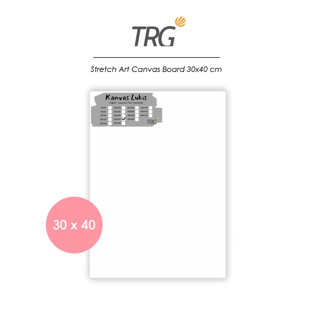TRG Stretched Art Canvas Board 30x40 cm Watercolor Artist Acrylic Paint - Kanvas Putih Media Lukis Cat Air Akrilik Minyak Poster Siap Melukis Ukuran 30 x 40 TRG