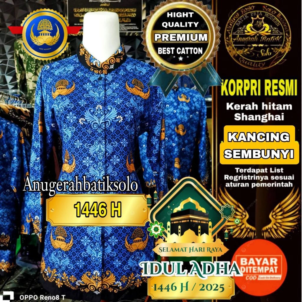 Baju Korpri Resmi 2025 Pria dan wanita Resmi PREMIUM GRADE A Motif terbaru lapis furing lengan panjang warna navy