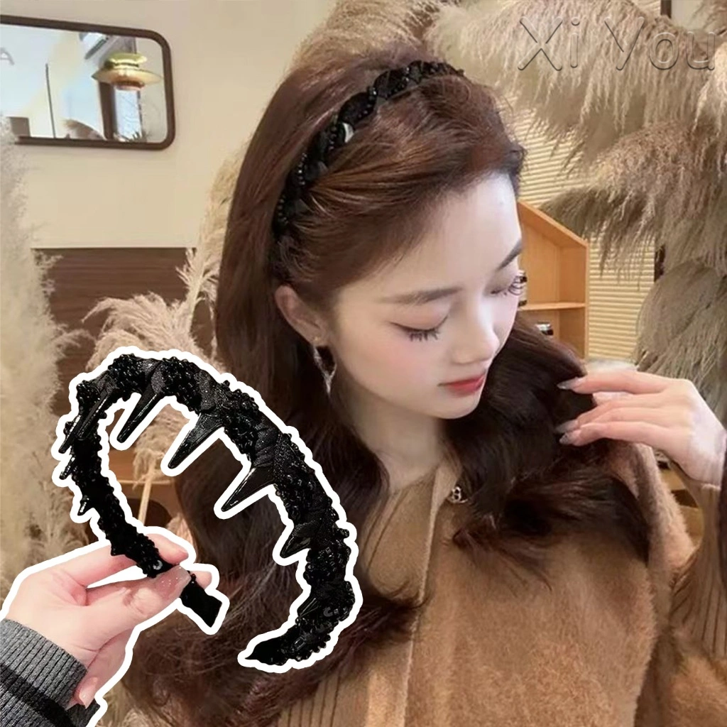 Ikat Kepala Kepang Spiral Manik-manik Wanita, Aksesori Rambut Fashion Gaya Korea