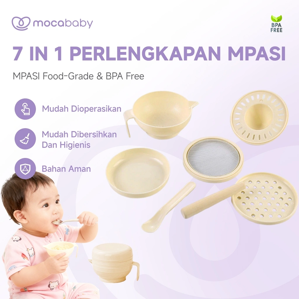 Mocababy Baby Food Maker 7in1 Multifungsi Grinding Bowl Alat Pembuat Makanan Bayi Mpasi Anak Bayi Alat Saring Mpasi Bayi FF01