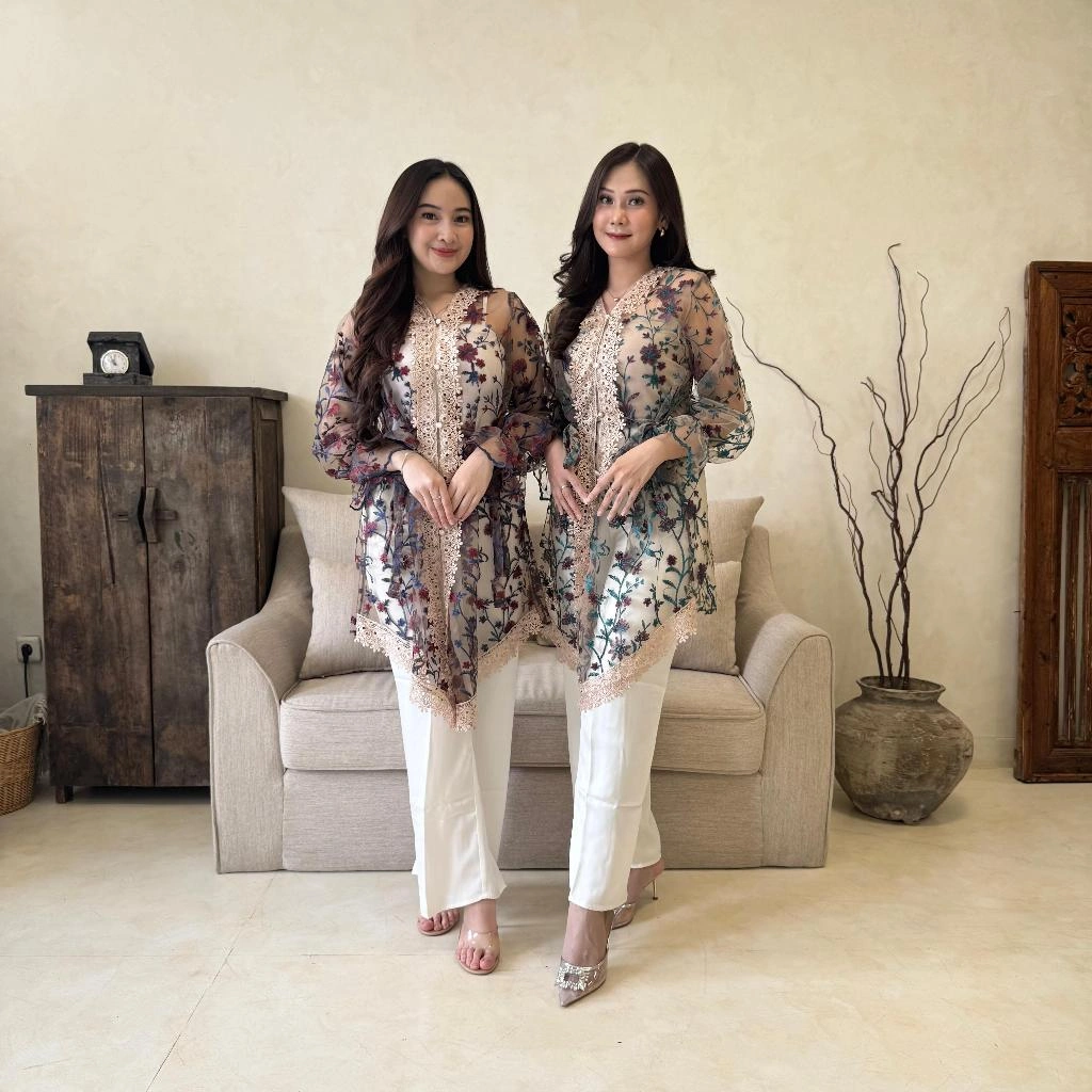 Perefctu Official Dusty Flora Outer Mewah  Tunik Brukat Tile Mewah Kondangan Outer Wisuda Premium