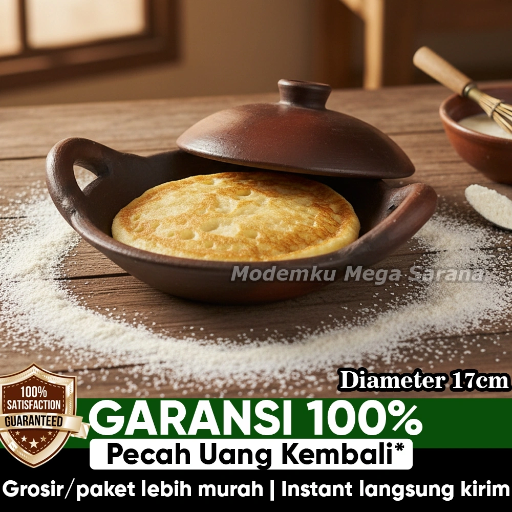 Wajan Serabi Tanah Liat Gerabah Asli – Cetakan Srabi Solo Tradisional Diameter 17 cm Handmade