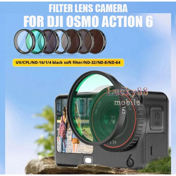 Filter Lens CPL Black Mist ND16 ND32 ND64 For Camera Action DJI Osmo Action 6 Aluminium Alloy Frame Optical Glass Filters Lensa Polarisasi Peredupan ND 16 32 64 Black Soft 1/4 Pelindung UV Pelindung Lensa Aksessories Kamera Aksi Fotograpi Not 3 4 5 Pro
