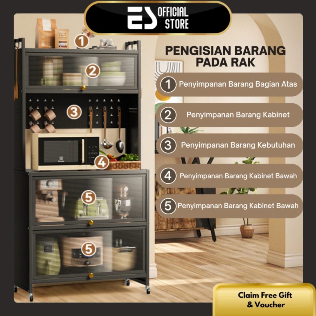 ES Lemari Dapur Wastafel Rak Dapur Stainless Steel Dengan Penutup / Kabinet Rak Penyimpanan Piring