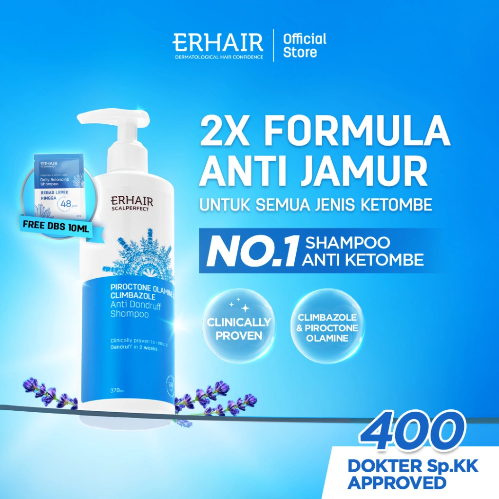[ANTI KETOMBE] ERHAIR Scalperfect Anti Dandruff Shampoo 100ml 250ml 370ml - Sampo Anti Ketombe & Seboroik | Membersihkan Kulit Kepala Dan Rambut | Rekomendasi Ahli Dermatologi