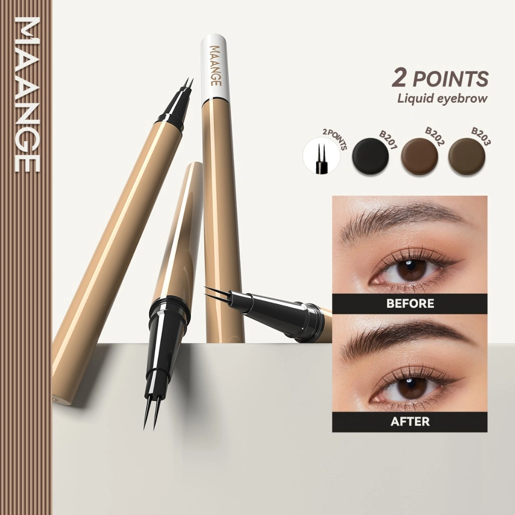 MAANGE Pensil Alis Cair Dual Tip Ujung Runcing Tahan Air, Warna Tahan Lama & Hasil Alami MG-E02