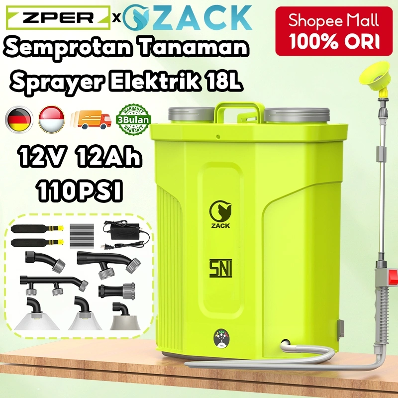 ZPER x ZACK Alat Semprot Tangki Sprayer Manual 18 Liter Alat Semprotan Hama Padi Sprayer Elektrik